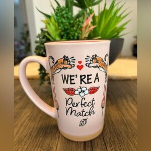 Pink Ceramic and clay Mug with Tiger Design -*We’re a perfect match 🐅💕